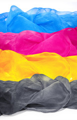 Aerial silk scarves in colors cmyk. 