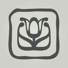 Vector symbol of flower silhouette. Modern floral icon in square frame
