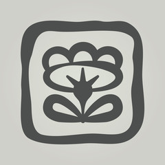 Vector symbol of flower silhouette. Modern floral icon in square frame