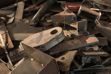 Scrap steel heap, Selective focus of some part steel.