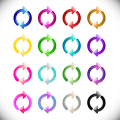 Set colorful arrows circle web icons vector design