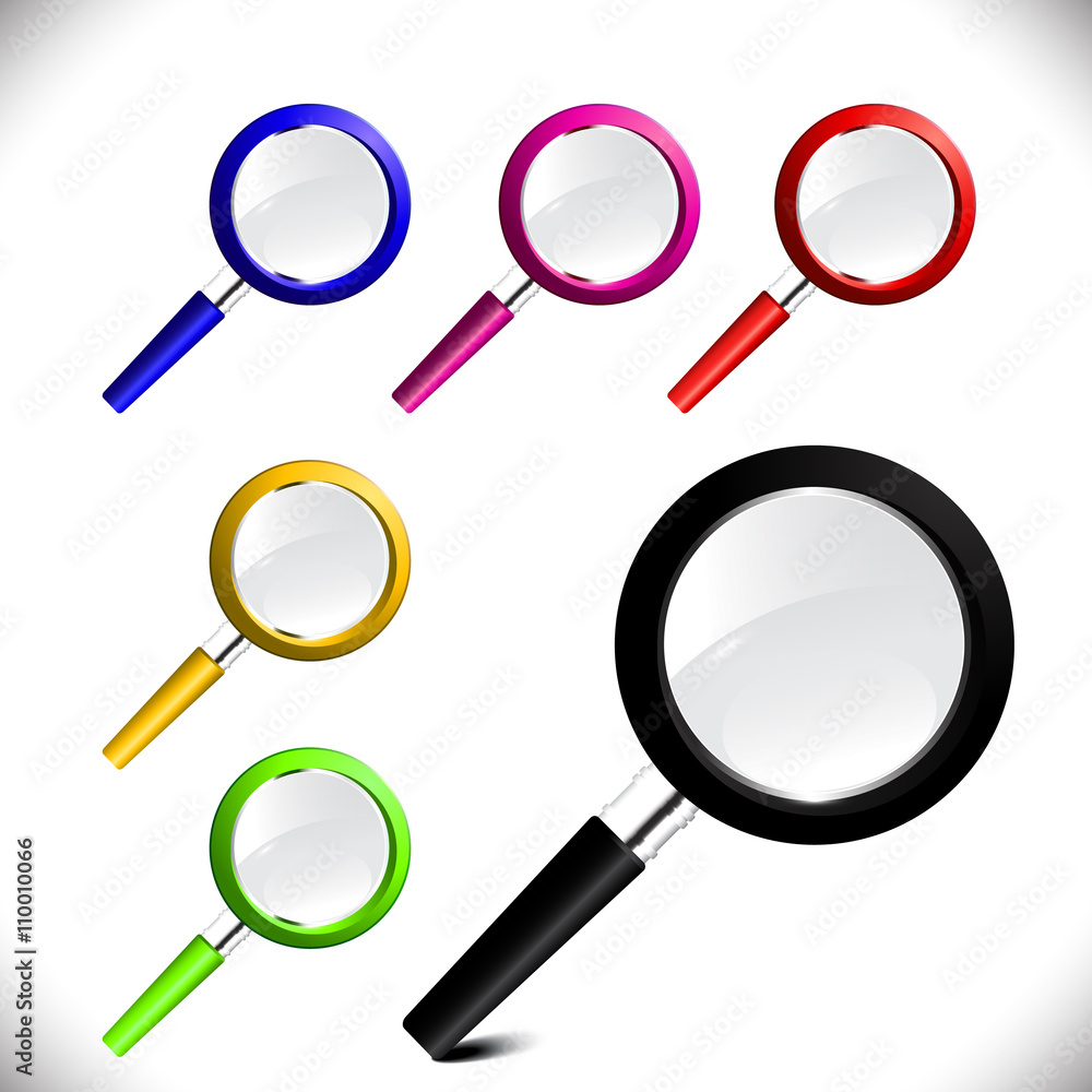 Poster set colorful magnifiers vector design