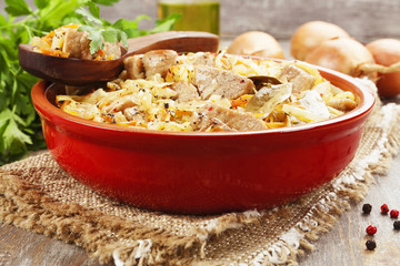 Stewed cabbage with meat