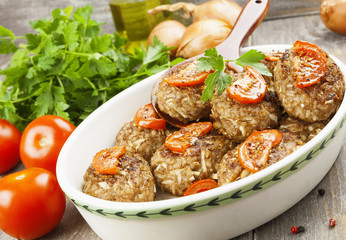 Meat cutlets with cabbage