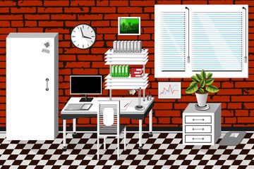 Vector interior office room in modern style. Vector illustration