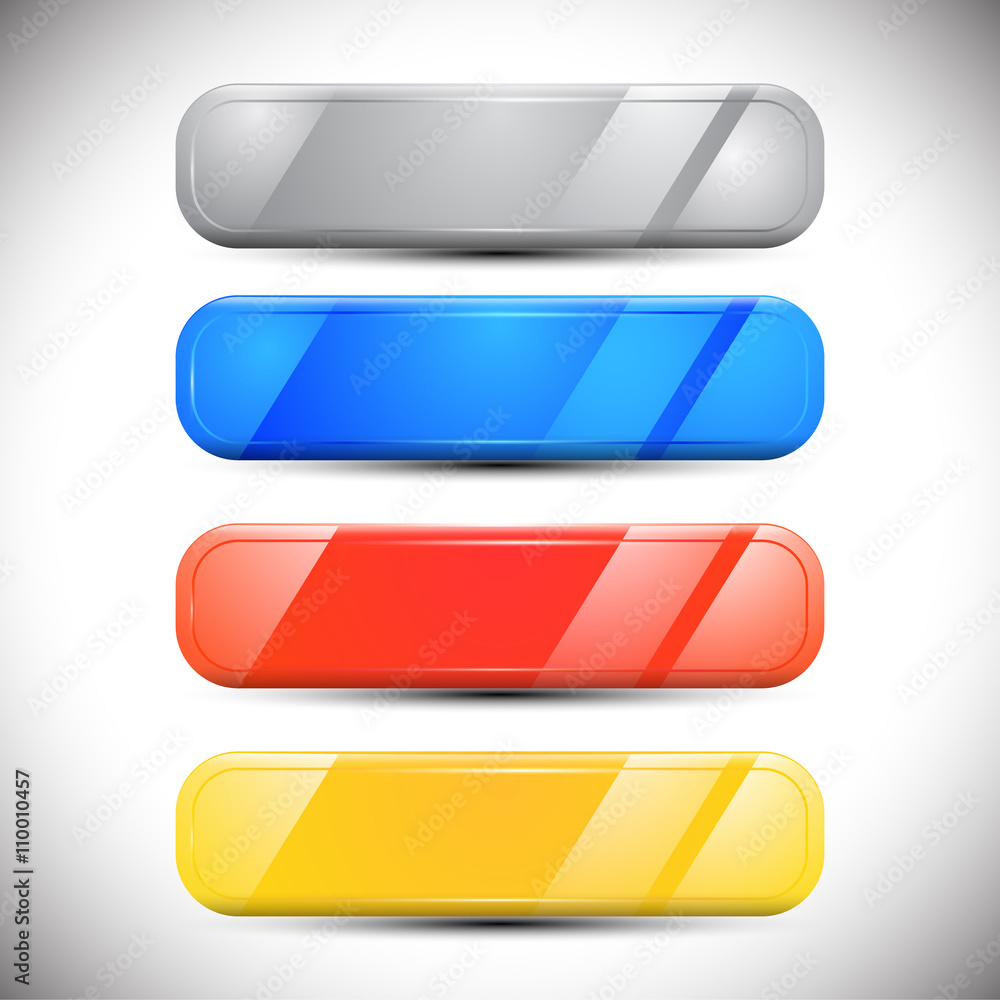 Poster set colorful round rectangle web buttons vector design