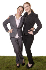 Two businesswoman gossiping