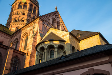 Fototapeta na wymiar Der Dom in Mainz an einem sonnigen Morgen