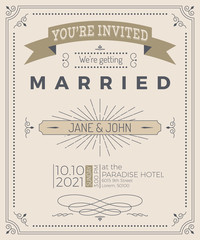 Vintage wedding invitation card