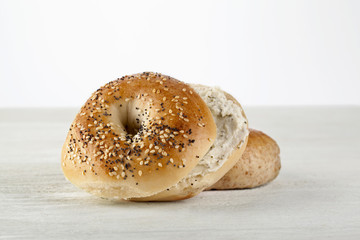 bagels with herb butter spread