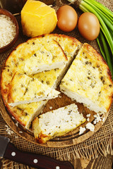 Rice pie with cottage cheese