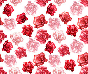 Watercolor red roses pattern