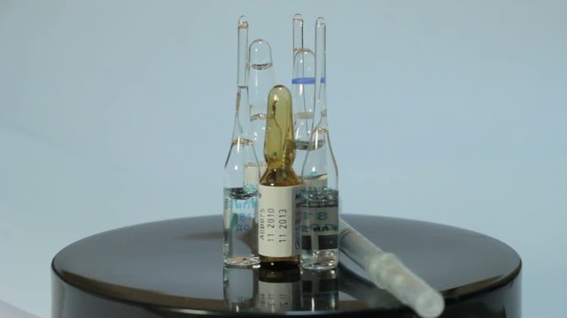 Ampoules and syringe rotate