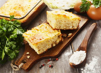 Pie with cabbage and eggs