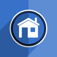 blue flat design house modern web icon