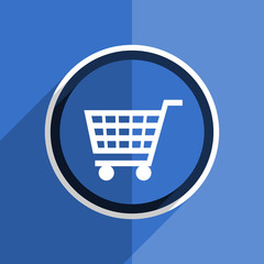 blue flat design cart modern web icon