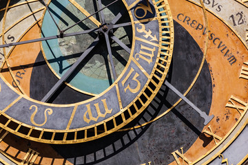 Fototapeta na wymiar The Prague astronomical clock, or Prague orloj in Prague, Czech Republic