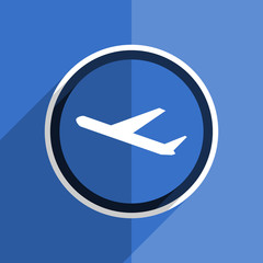 blue flat design deparures modern web icon