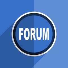 blue flat design forum modern web icon