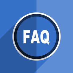 blue flat design faq modern web icon