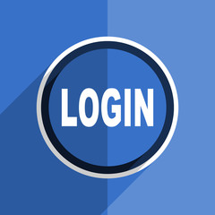 blue flat design login modern web icon