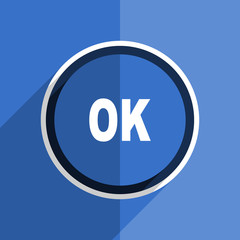 blue flat design ok modern web icon