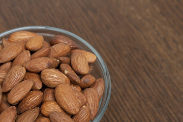almonds on glass bowl