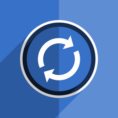 blue flat design reload modern web icon