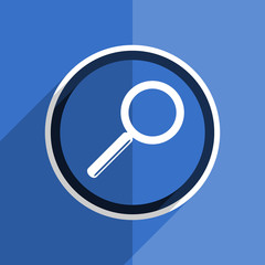 blue flat design search modern web icon