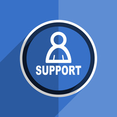 blue flat design support modern web icon