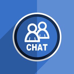 blue flat design chat modern web icon