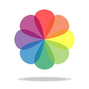 rainbow colorful transparent circle flower icon vector