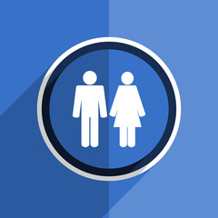 blue flat design couple modern web icon