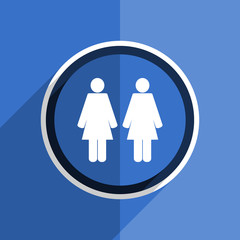 blue flat design couple modern web icon