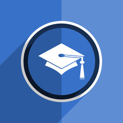 blue flat design education modern web icon