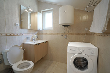 Interior of a bathroom in a guest house or an apartment
