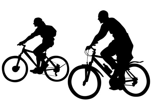 Sport couples whit bike on white background