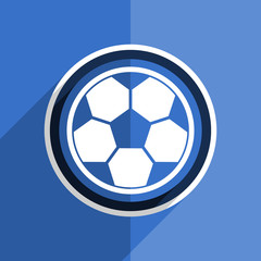 blue flat design soccer modern web icon