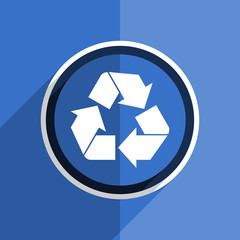 blue flat design recycle modern web icon