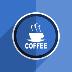 blue flat design espresso modern web icon
