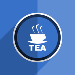 blue flat design tea modern web icon