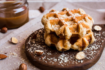 Belgian waffles with grated nuts