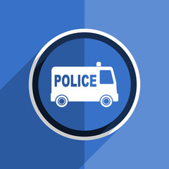 blue flat design police modern web icon