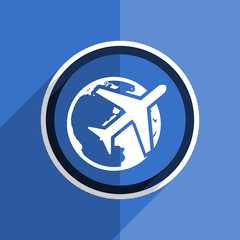 blue flat design travel modern web icon