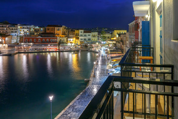 Fototapeta premium Chania. The old harbor at night.
