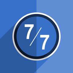 blue flat design 7 per 7 modern web icon