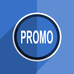 blue flat design promo modern web icon