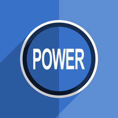 blue flat design power modern web icon