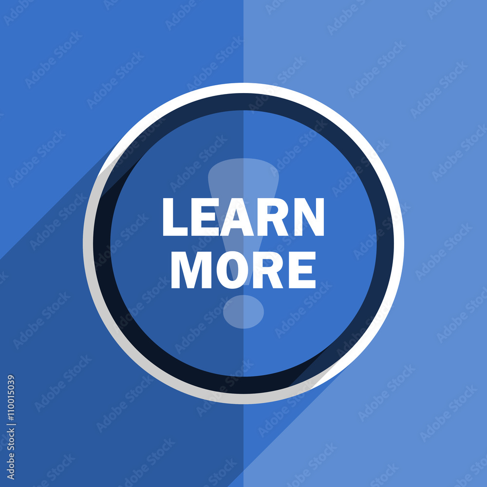Poster blue flat design learn more modern web icon