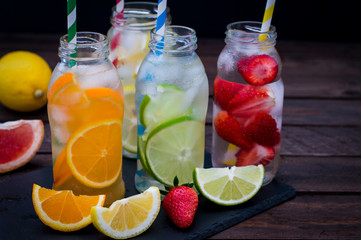 Refreshing Lemonades With Citrus Fruits and Ice 